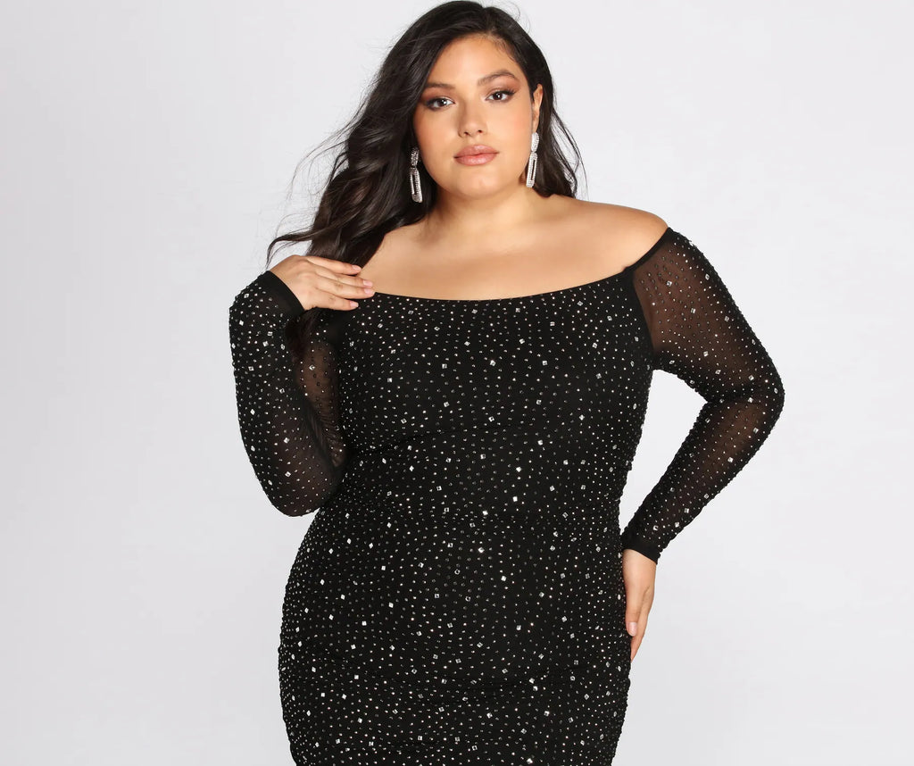 Plus Cami Formal Heat Stone Midi Dress