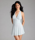 Blissful Darling Halter Lace Skater Mini Dress