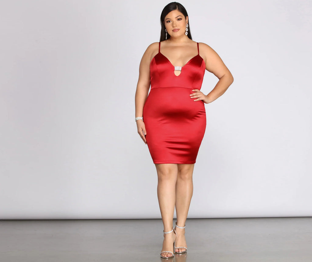 Plus Rhine It Up Satin Mini Dress