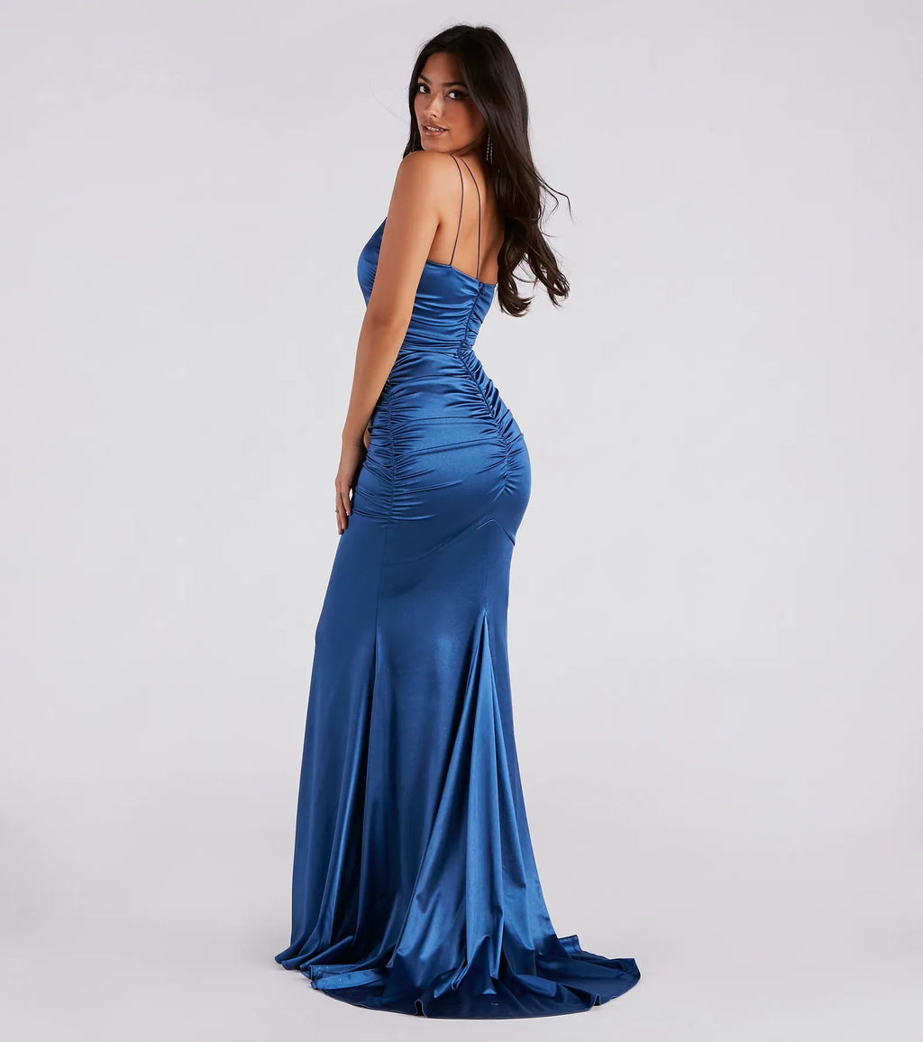 Faith Formal Glitter Ruche Mermaid Dress