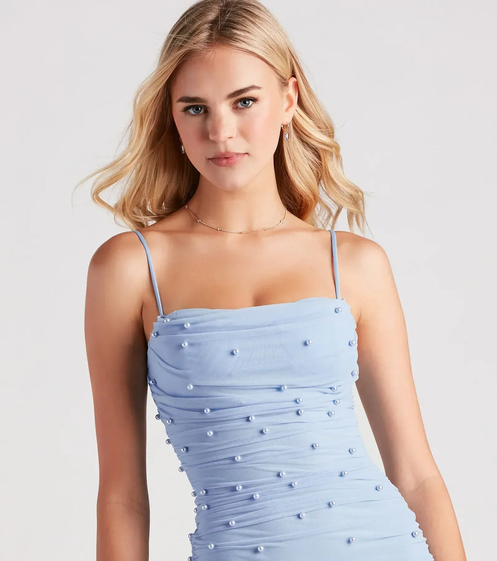Kristen Faux Pearl Mini Party Dress
