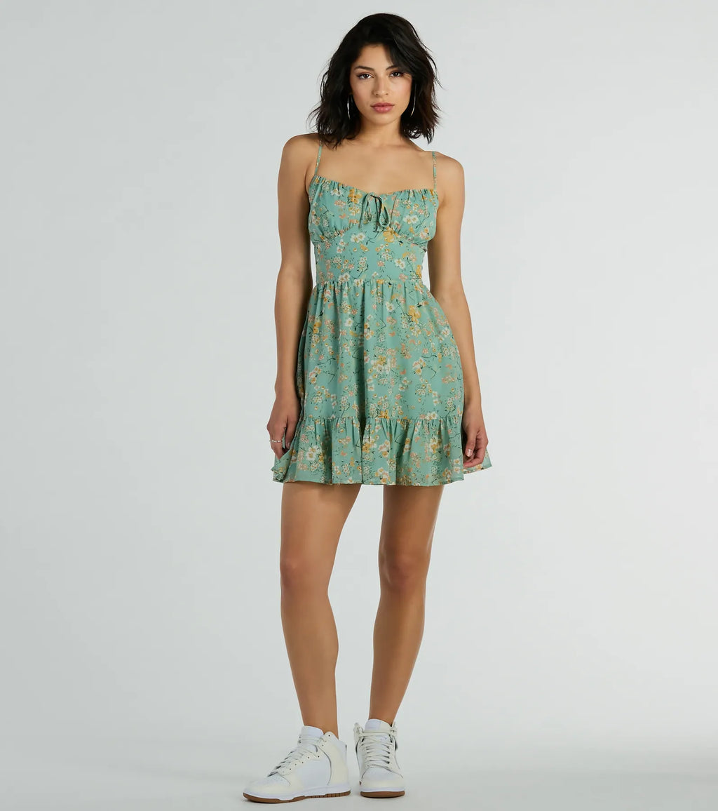 Spring Into Action Floral Skater Dress