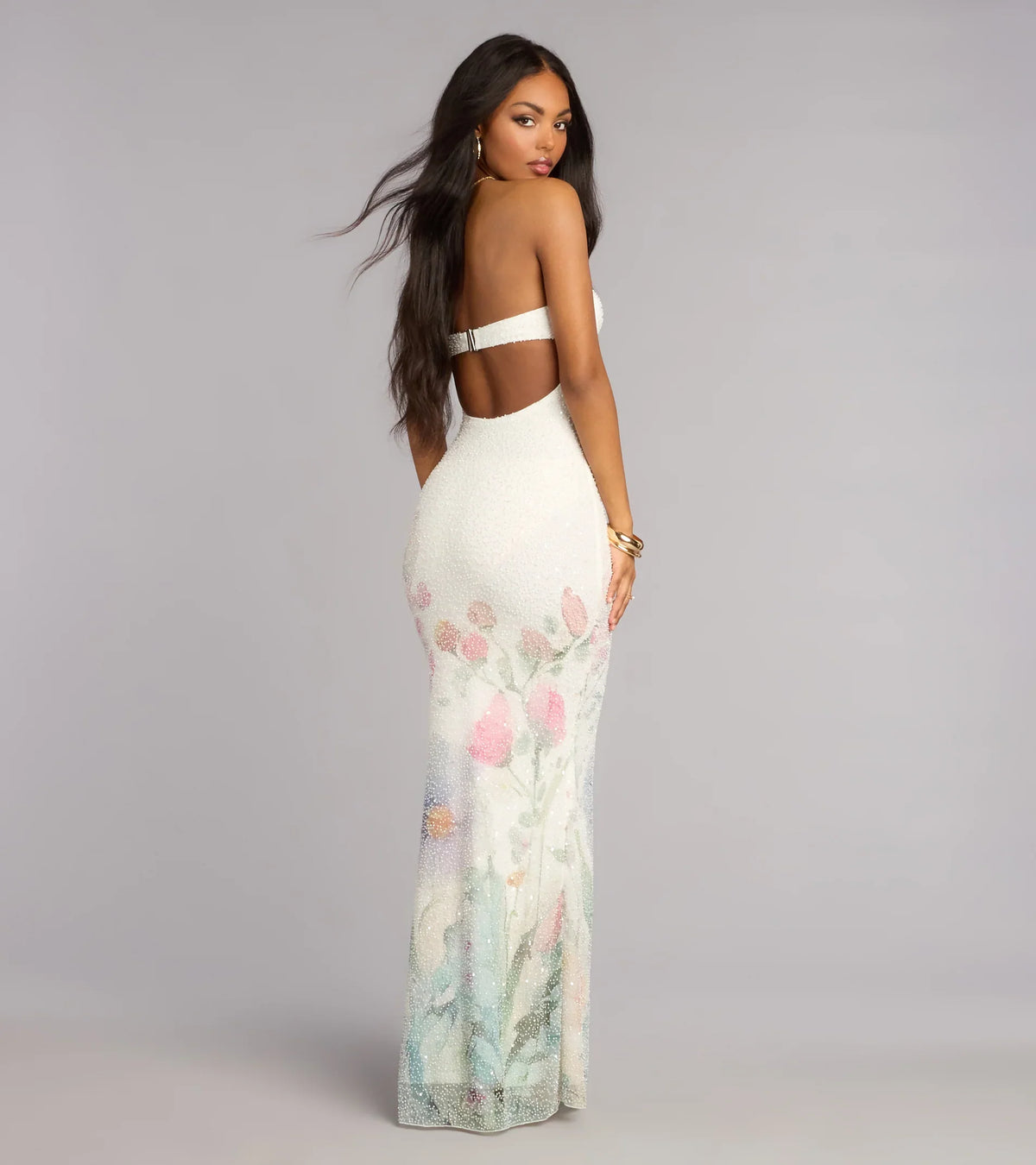 Jenna Floral Bead Mermaid Formal Dress