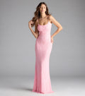 Betsey Lace-Up Mermaid Sequin Bead Formal Dress