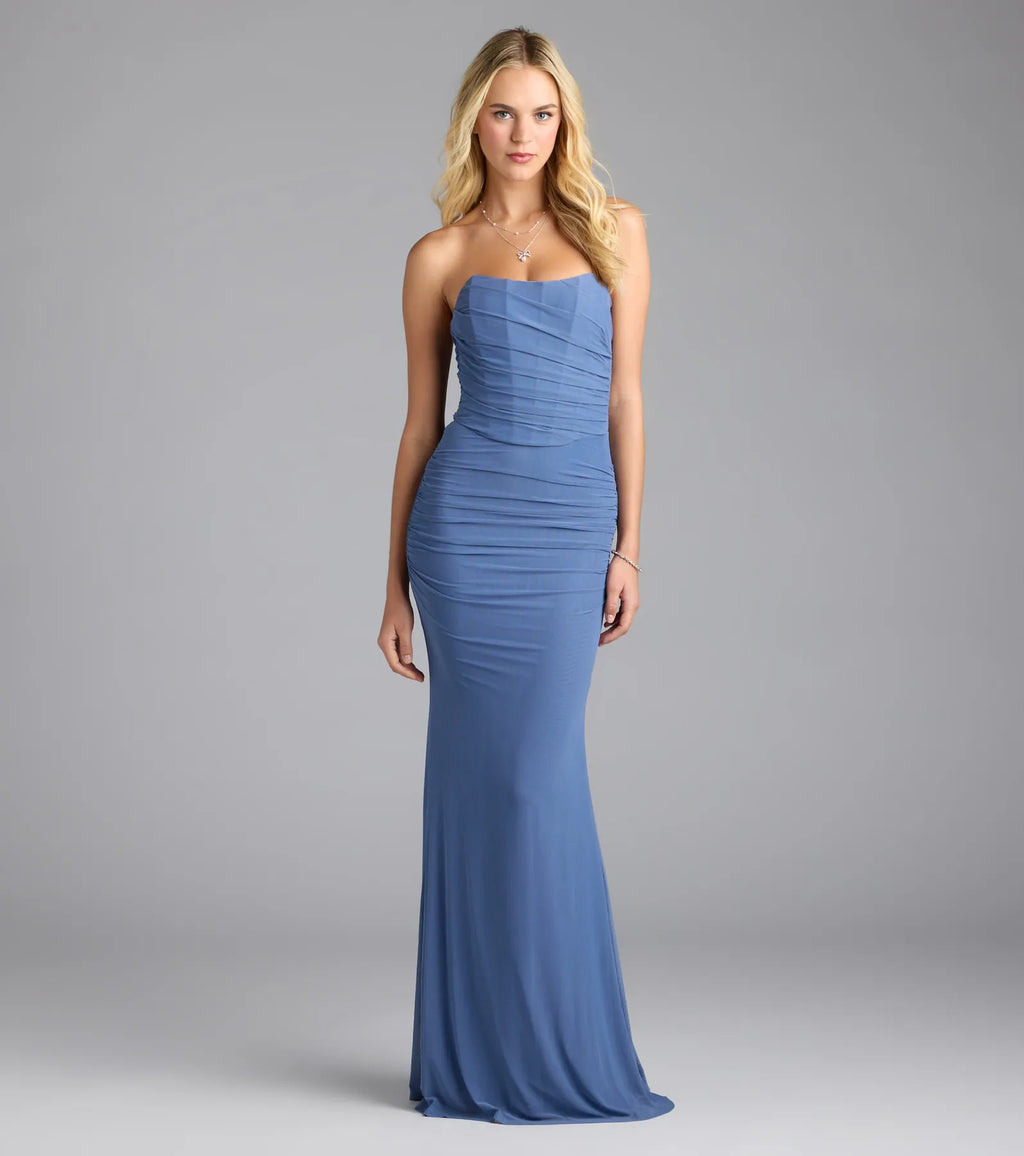 Kenzie Corset Mermaid Mesh Formal Dress
