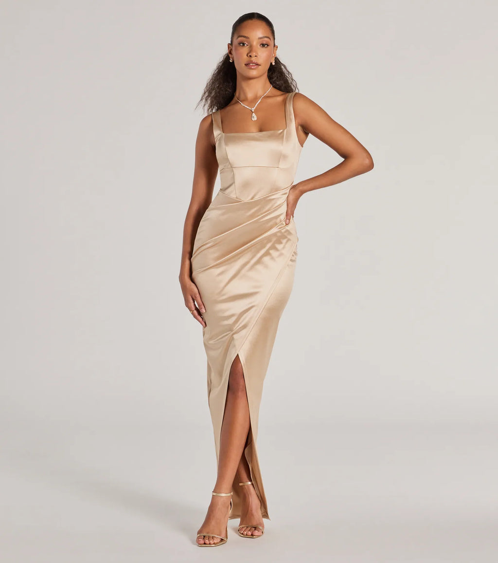 Rebecca Satin Slim-Fit Formal Dress