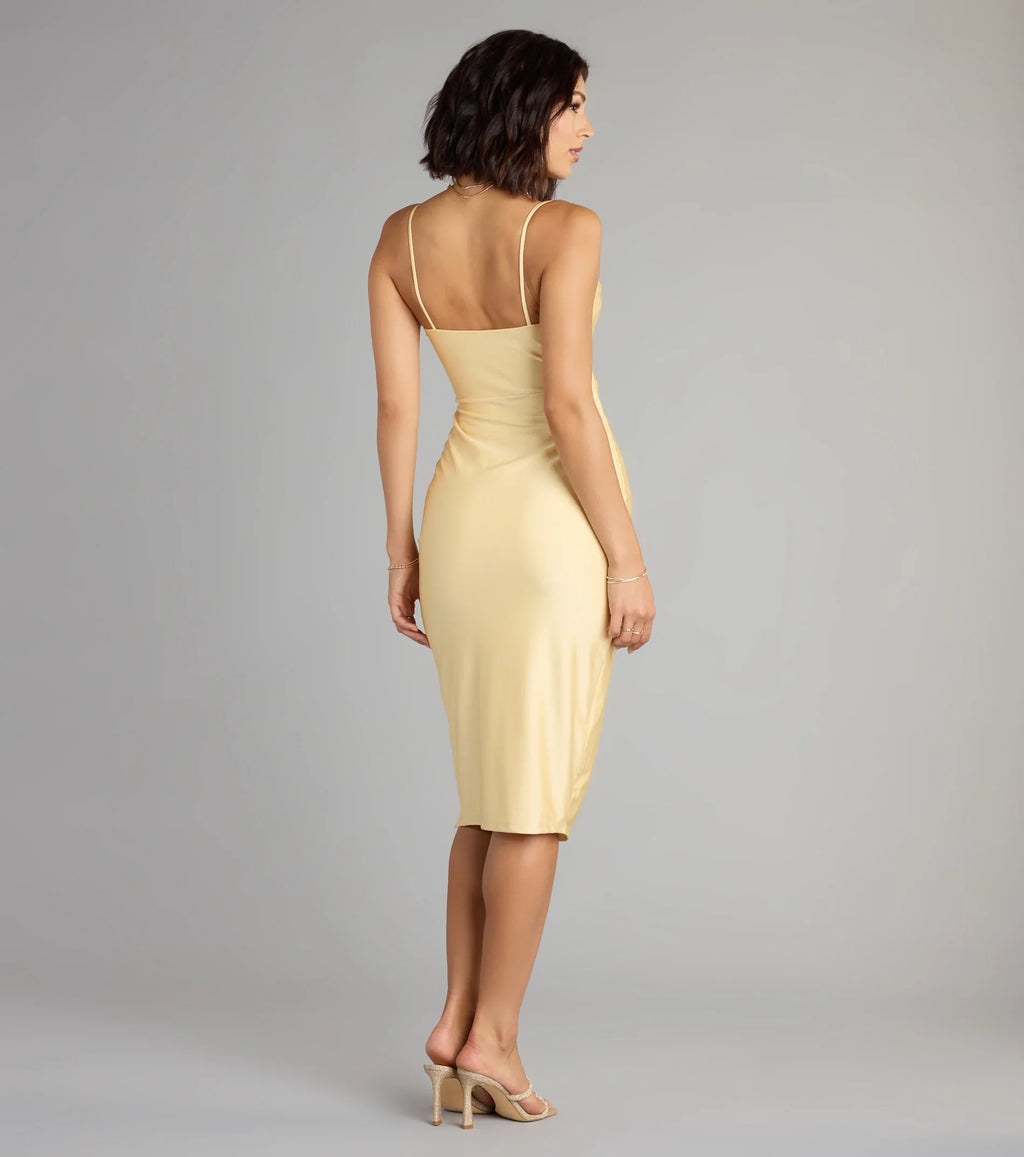 Sleek And Smooth High Slit Midi Dress
