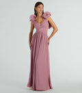 Anne Marie Lace-Up Ruffle A-Line Chiffon Formal Dress
