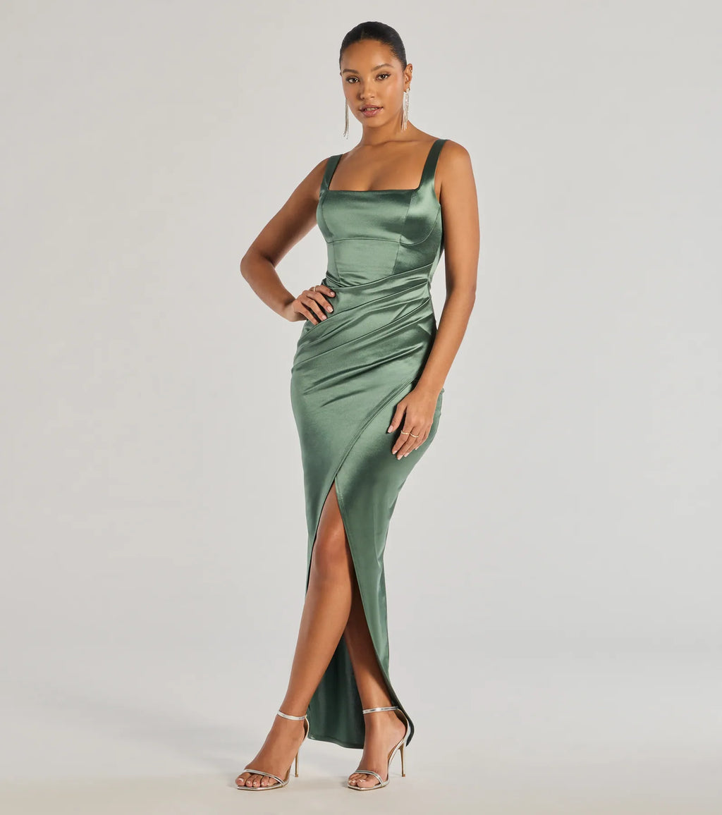 Rebecca Satin Slim-Fit Formal Dress