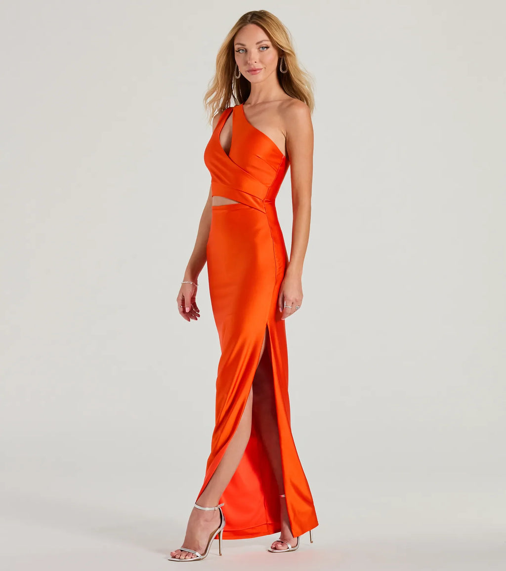 Avery One Shoulder Cutout Slim Formal Dress