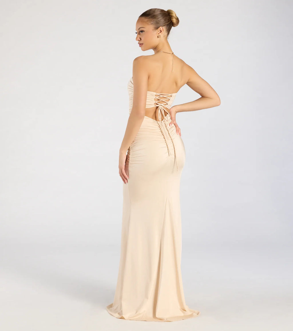 Georgina Strapless Lace-Up Mermaid Formal Dress