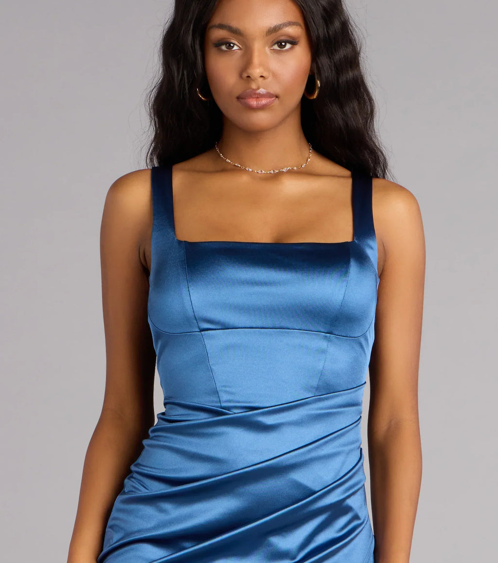 Rebecca Satin Slim-Fit Formal Dress