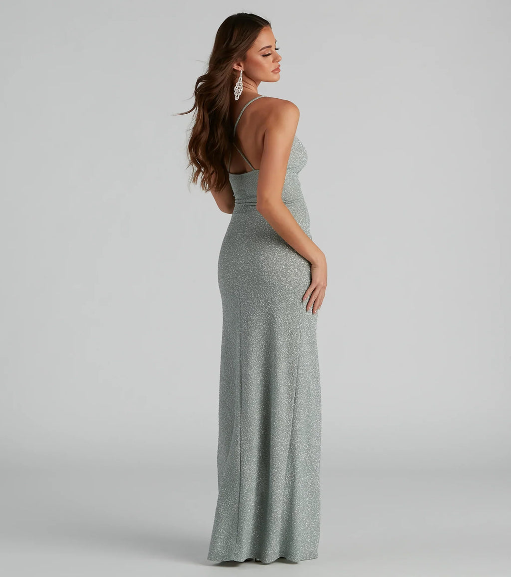 Leann Formal High Slit Glitter Dress