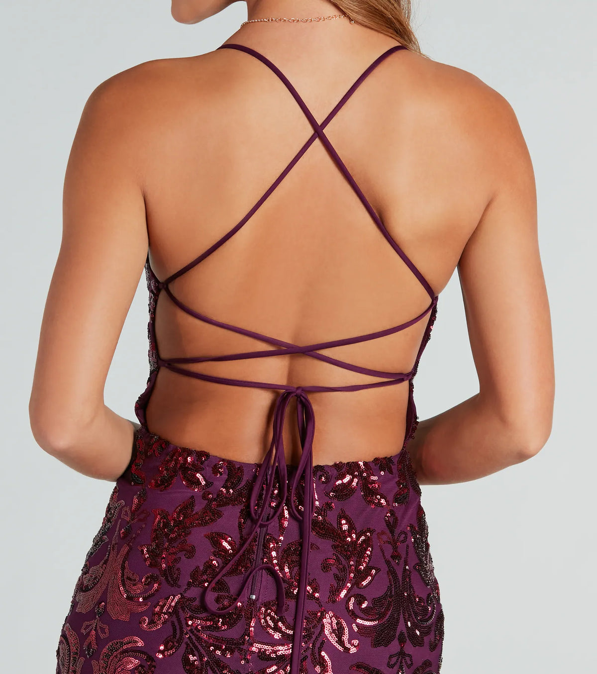 Taisia Formal Sequin Scroll Dress
