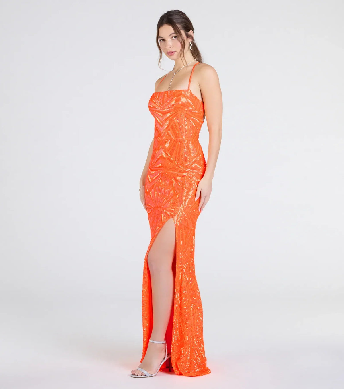 Lottie Sequin Lace-Up Mermaid Dress