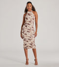 Leave An Impression Mock Neck Open Back Floral Midi Dress