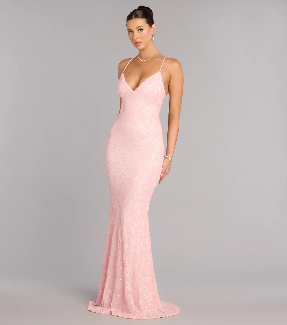 Bethanie Formal Sequin V-Neck Mermaid Dress