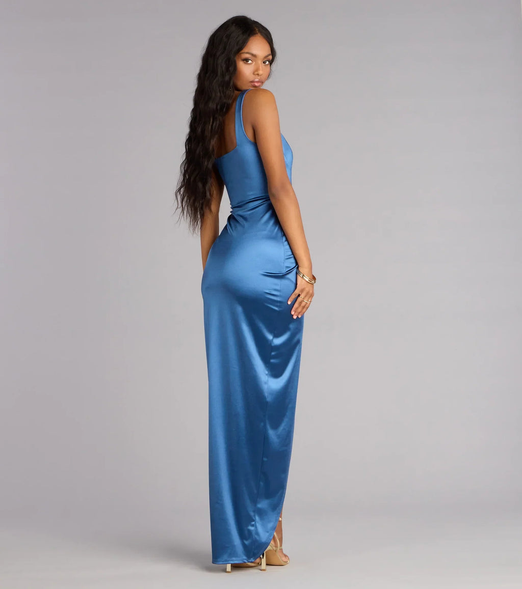 Rebecca Satin Slim-Fit Formal Dress
