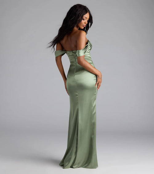 Lova Off-The-Shoulder Corset Satin Formal Dress
