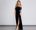Christen Velvet Off The Shoulder Formal Dress