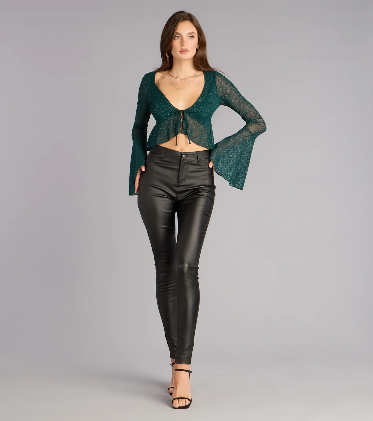 High-Rise Coated Skinny Pants