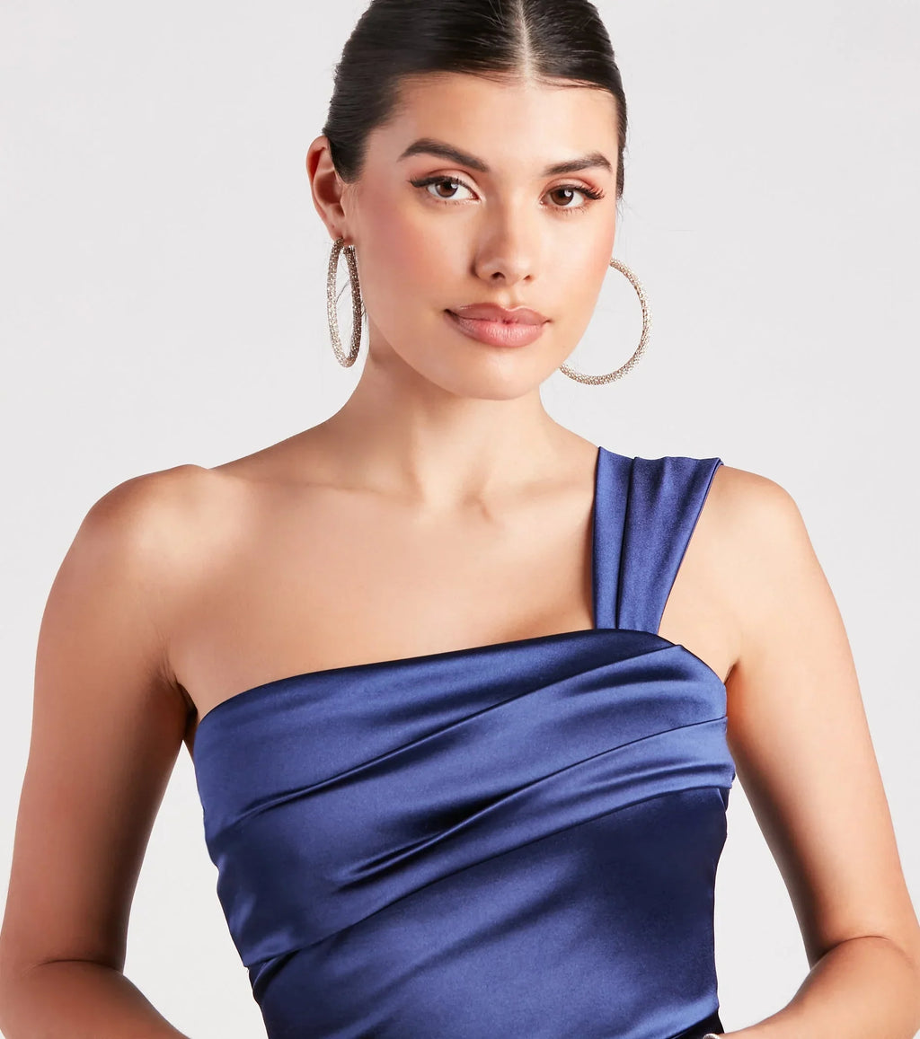 Kathie Formal Satin One-Shoulder Dress