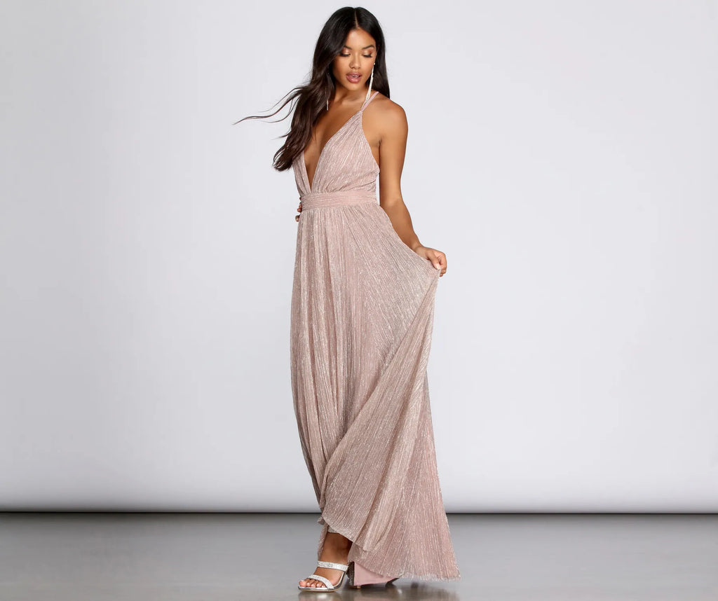 Haley Formal Shimmering Metallic Dress