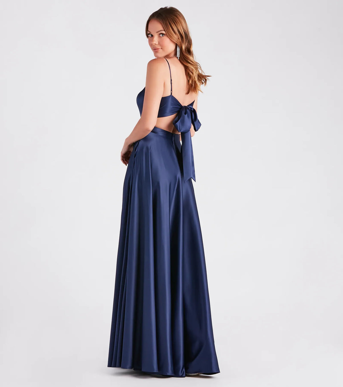 Emilie Satin Tie-Back A-Line Formal Dress