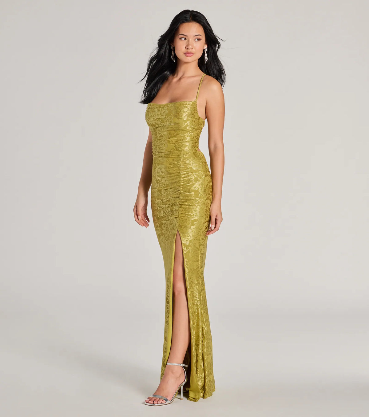 Kehlani Formal Floral Lace Slit Mermaid Dress