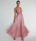 Aila Sweetheart Beaded A-Line Glitter Formal Dress