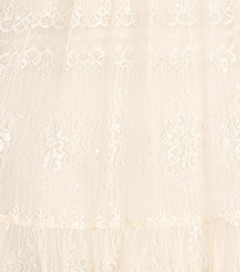 Soft Glam Sequin Lace Strapless A-Line Dress