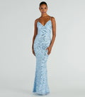 Steffanie V-Neck Sequin Bead Mermaid Formal Dress