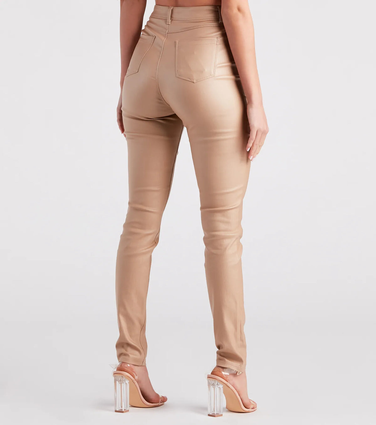 High-Rise Coated Skinny Pants