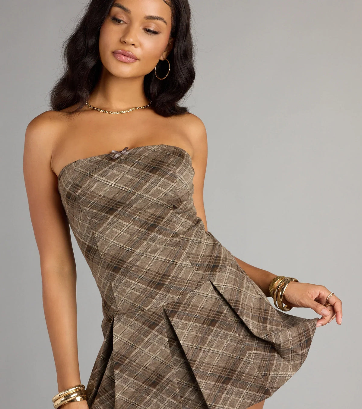 Ace The Look Plaid Pleated Romper
