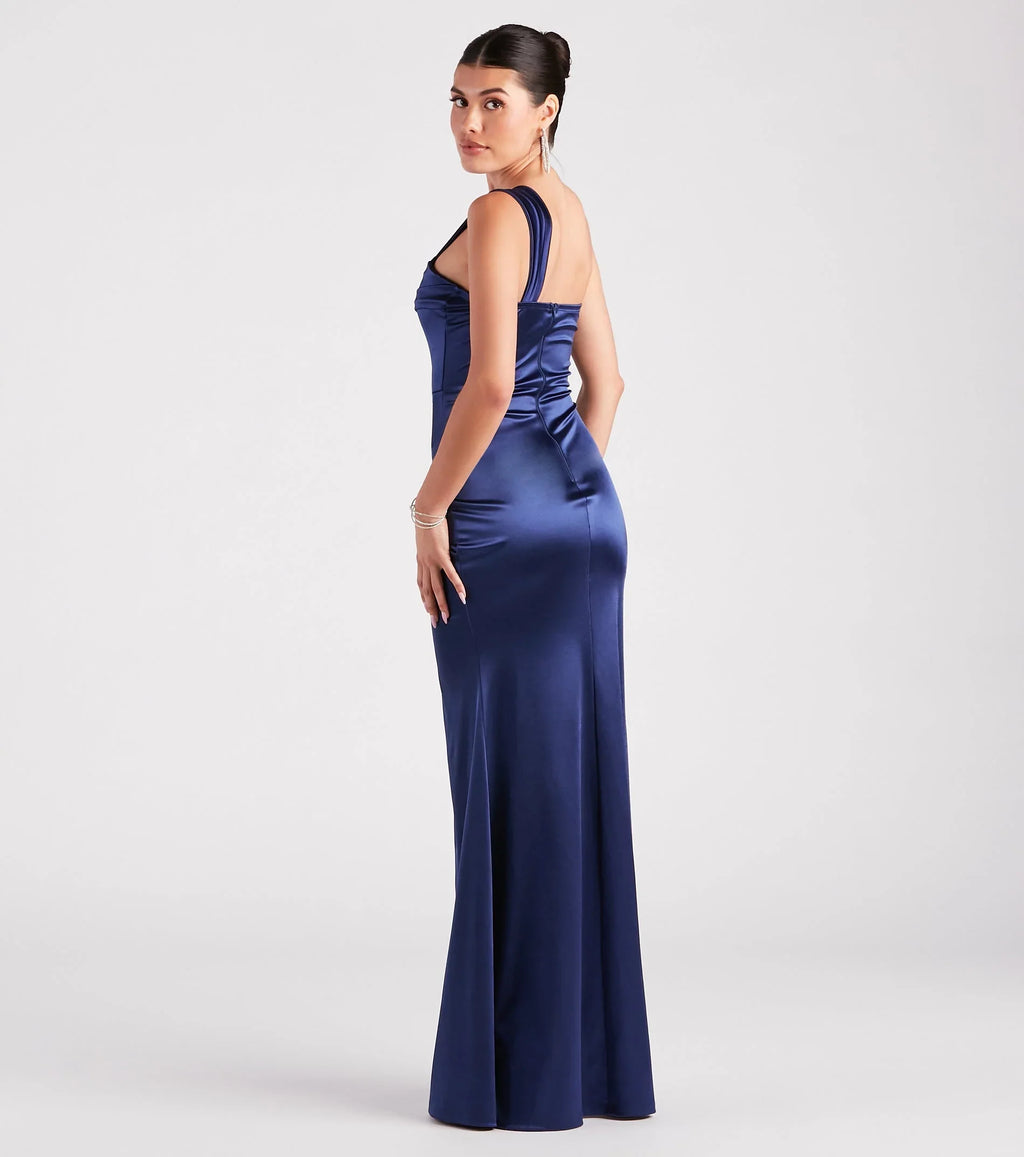 Kathie Formal Satin One-Shoulder Dress