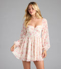 Elevated Outing Floral Long Sleeve Chiffon Skater Dress