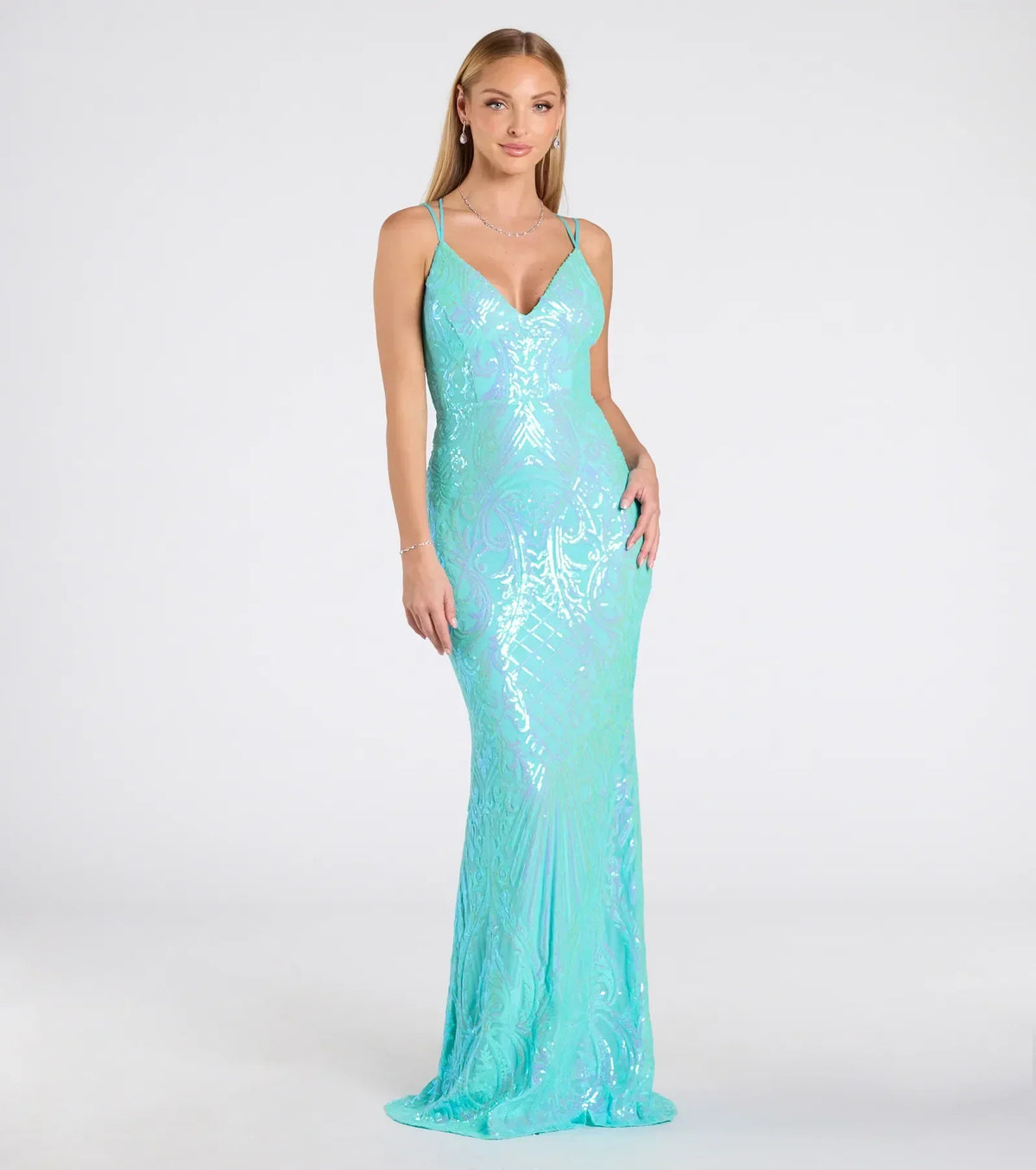 Liana Formal Sequin Scroll Mermaid Dress